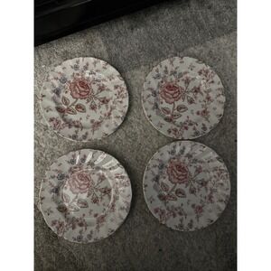 VINTAGE Johnson Brothers/Bros- Rose Chintz- Pink 7" Bread Plates (4)